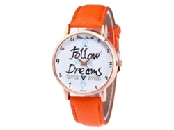 Reloj De Pulsera Analógico De Cuarzo Clásico Y Sencillo Zhoulianfa Con Correa De Pu Naranja.