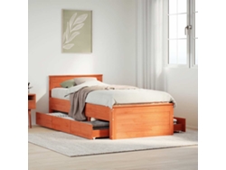 Cama Sin Colchón Y Cabecero Madera Maciza Pino Marrón 75x190 Cm