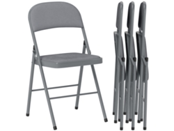 Juego de 4 sillas plegables PMM CAPITALI, portátiles, tapizadas en terciopelo, con estructura de acero, color gris claro.