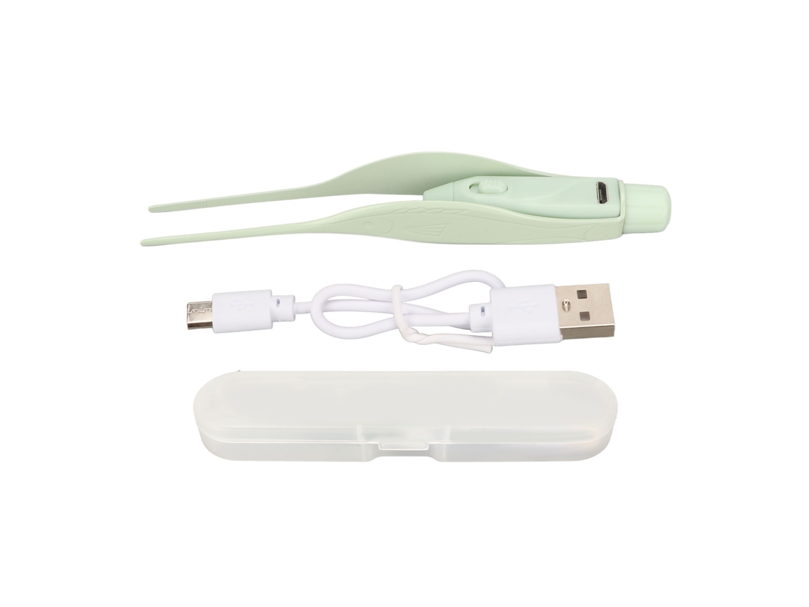 Limpiador de cera óptico LED recargable por USB para niños con suave cuchara y luz iluminadora.