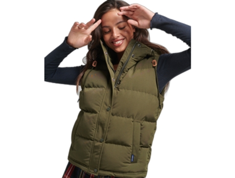 Abrigo para Mujer SUPERDRY (L - Poliéster - Verde)