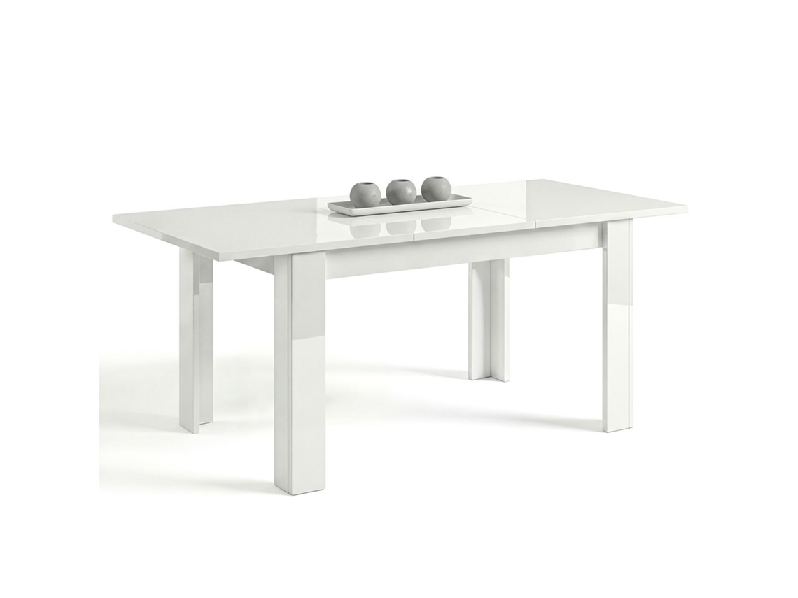 Mesa de comedor extensible 140-190x90 cm Sira Blanco Brillo 190 x 78 x 90 cm