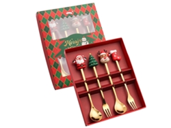 Conjunto de Talheres de Aço Inoxidável de Natal 4 Und 