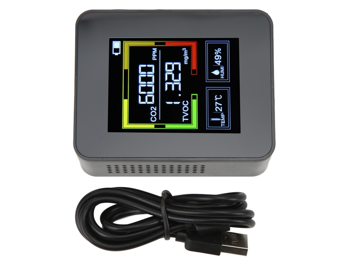 Detector De Dióxido De Carbono Znaz2co2, Monitor Inteligente De Calidad Del Aire 4 En 1, Termómetro E Higrómetro.