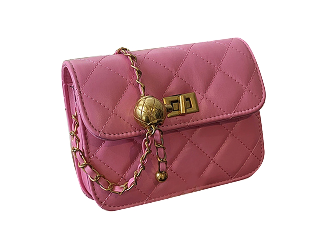 Bolso De Hombro Pequeño De Moda Para Mujer Con Correa De Cadena De Bolitas Doradas, Ligero, Rosa, Talla Única.