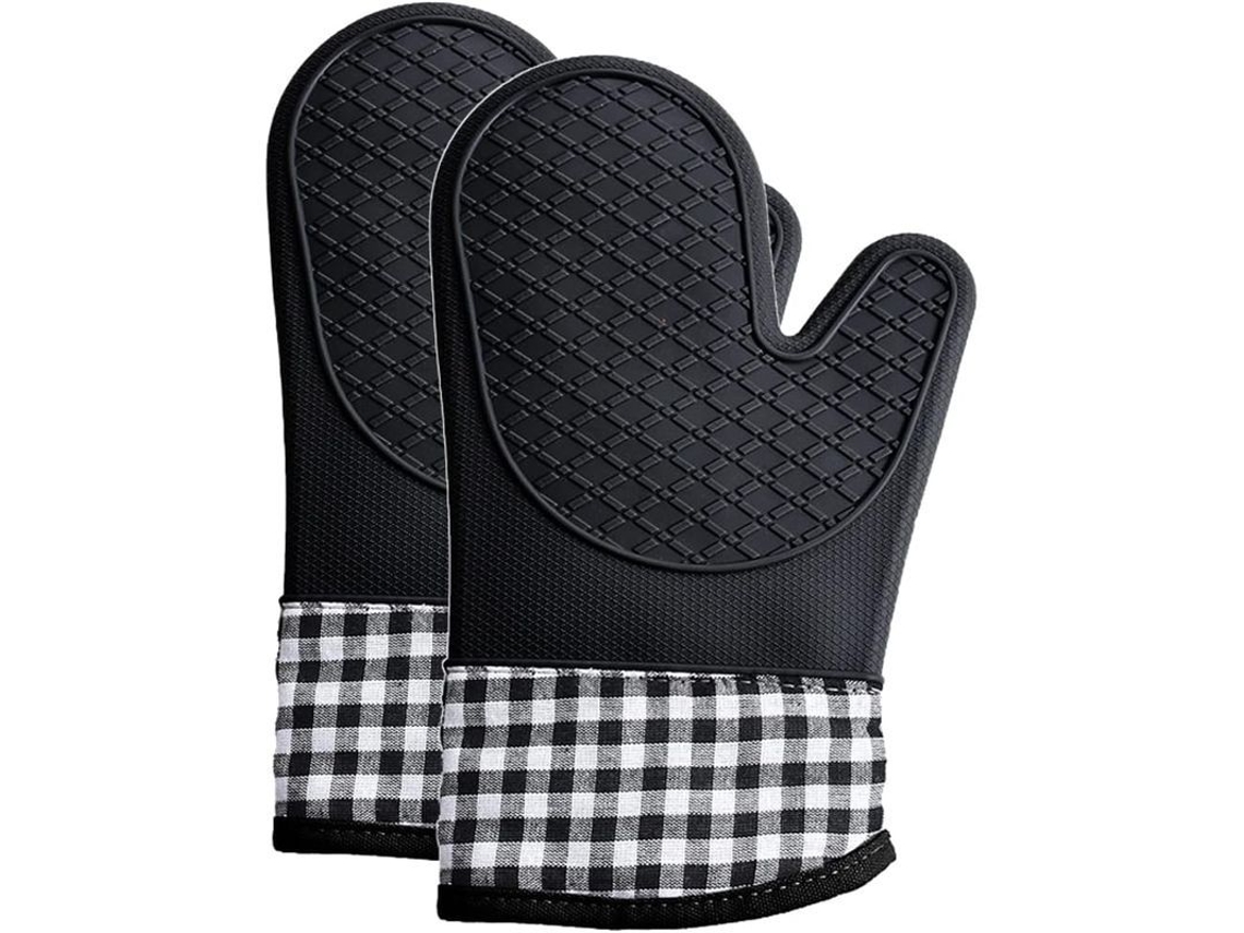 Guantes De Cocina Resistentes Al Calor - Silicona Antideslizante Para Cocina, Barbacoa, Cocinar, Hornear Y Microondas (negro)