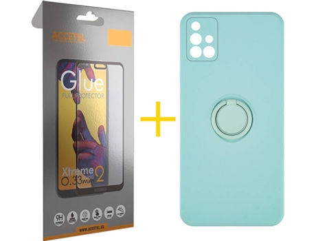 Carcasa + Protector de Pantalla para Samsung Galaxy A71 ACCETEL Verde Agua