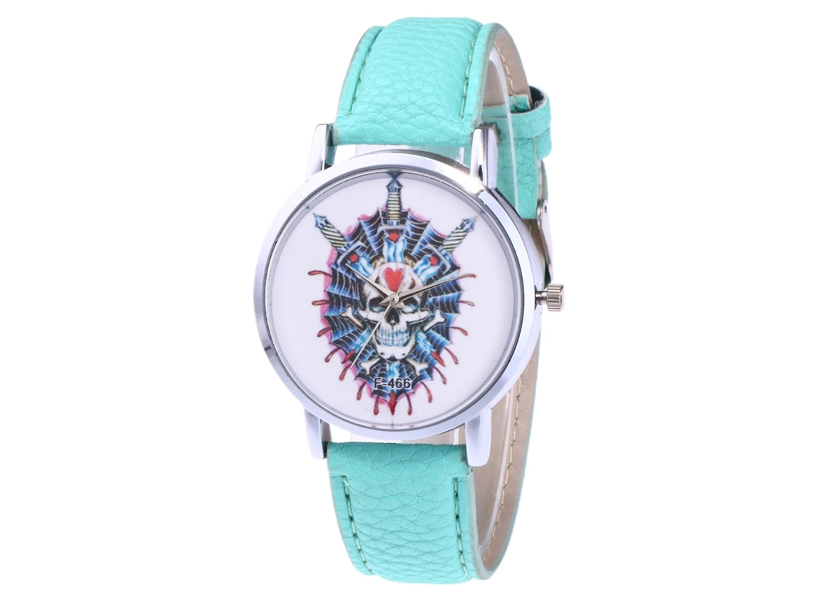 Reloj De Mujer De Cuarzo Con Correa De Pu Moda Dial Redondo Casual Zhoulianfa (verde Menta)