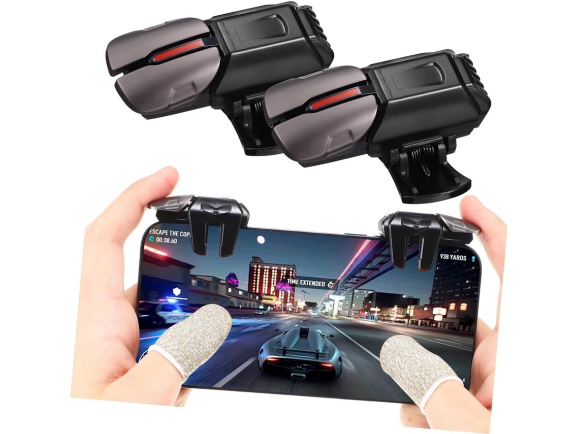 Gatillos Para Juegos Móviles De Aleación Negra, 6 Dedos, 3 Pares De Fundas Grises.