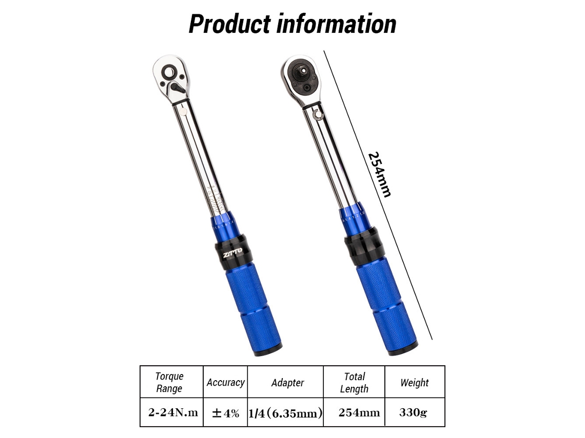 Llave Dinamométrica De 1/4 De Pulgada, 2-24 Nm, Kit De Herramientas Para Bicicletas De Montaña Y De Carretera.