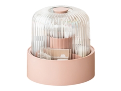 Organizador de pinceles de maquillaje giratorio rosa (19x18x18cm) Kofihety