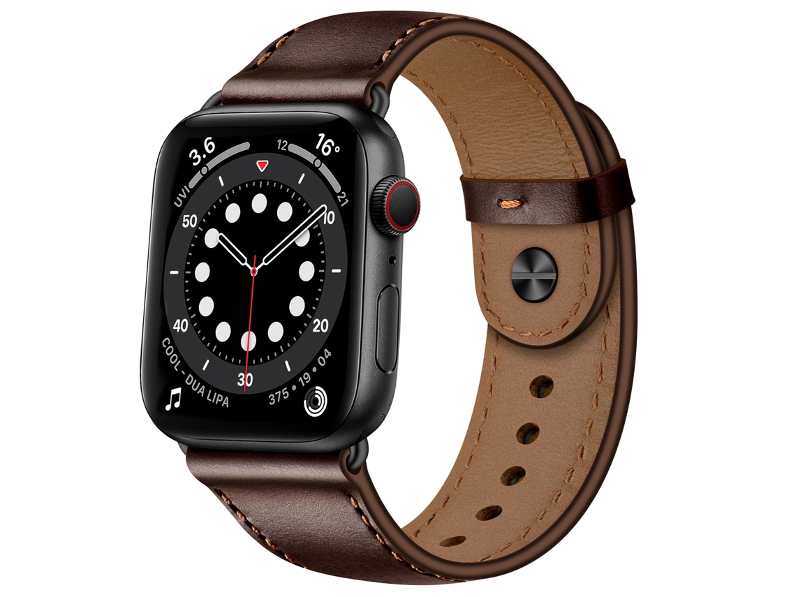 Correa de cuero marrón oscuro XIAOMOYU para Apple Watch (42/44/45/49 mm)