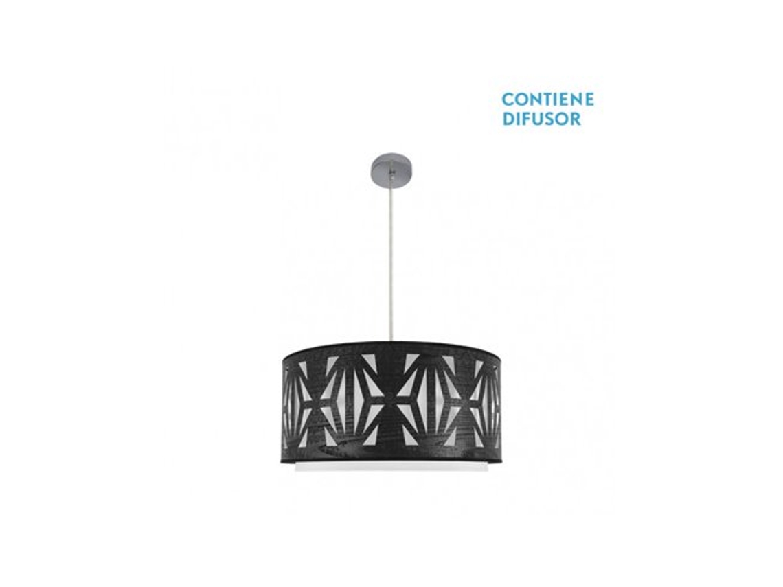Lámpara colgante Katerina 3x27 cm Cromo/Madera negra Regx60x60 cm Fabrilamp