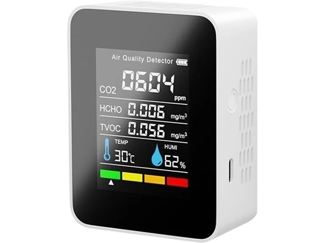 Detector De Calidad Del Aire 5 En 1, Pantalla Lcd, Monitor De Dióxido De Carbono