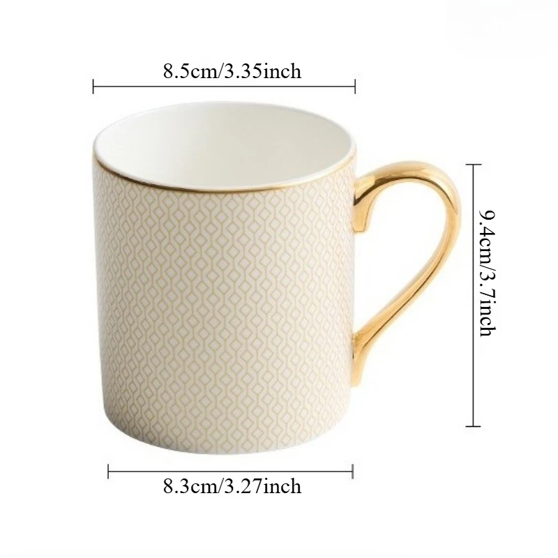 Taza De Café De Porcelana Fina Con Borde Dorado Estilo Europeo (400 Ml), Taza De Cerámica Galvanizada Para Oficina.