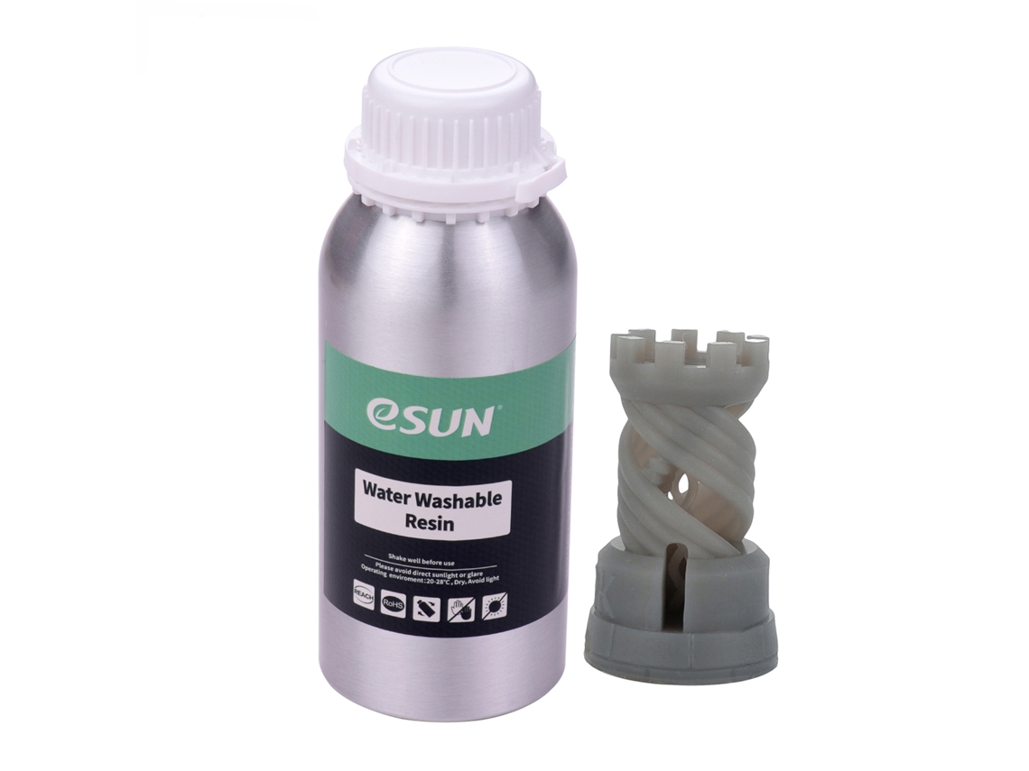 Resina lavable en agua para impresoras 3D LCD, durabilidad 76D, compatible con Creality Anycubic, 500g, gris.