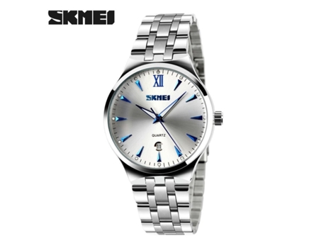 Relojes de Pareja Relojes de Acero Inoxidable de Moda Relojes de Pulsera de Cuarzo para Hombres y Mujeres-Correa de Acero Azul VEANXIN