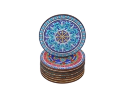 Juego de 8 posavasos de cerámica con diseño de pintura de diamantes navideña.