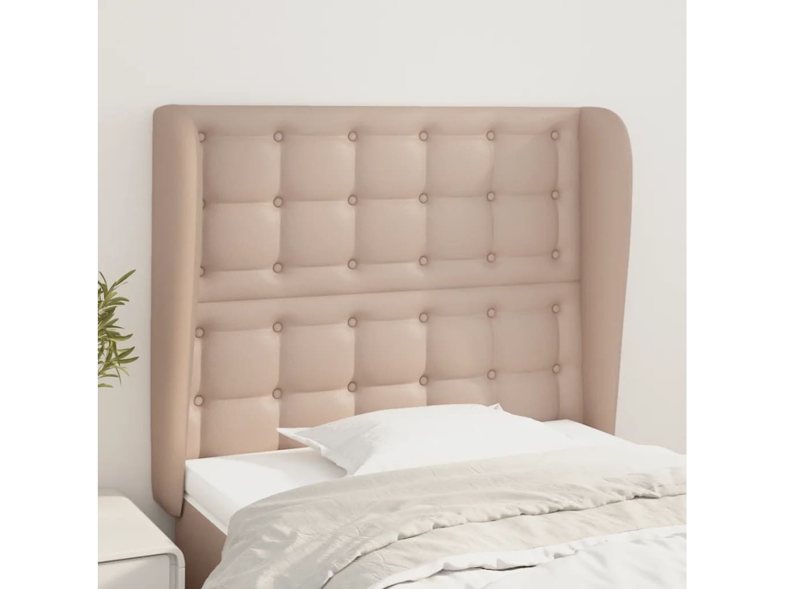 Cabecero Con Orejas Cuero Sintético Capuchino 103x23x118/128 Cm