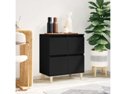 Aparador De Madera Contrachapada Negro 60x35x70 Cm