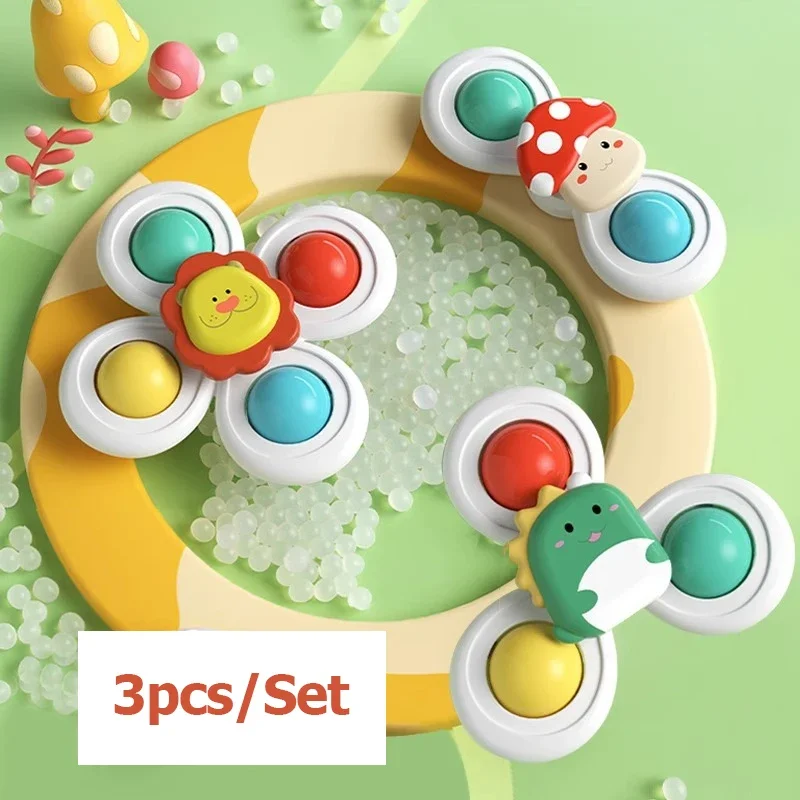 (set De 3 Piezas) Set De 3 Juguetes Giratorios Con Ventosa, Divertido Juego Para El Baño Del Bebé.