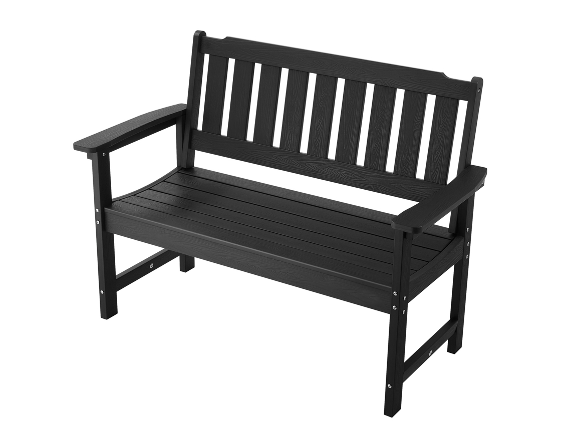 Banco de jardín de plástico Succebuy, 1283 x 620 x 930 mm, negro