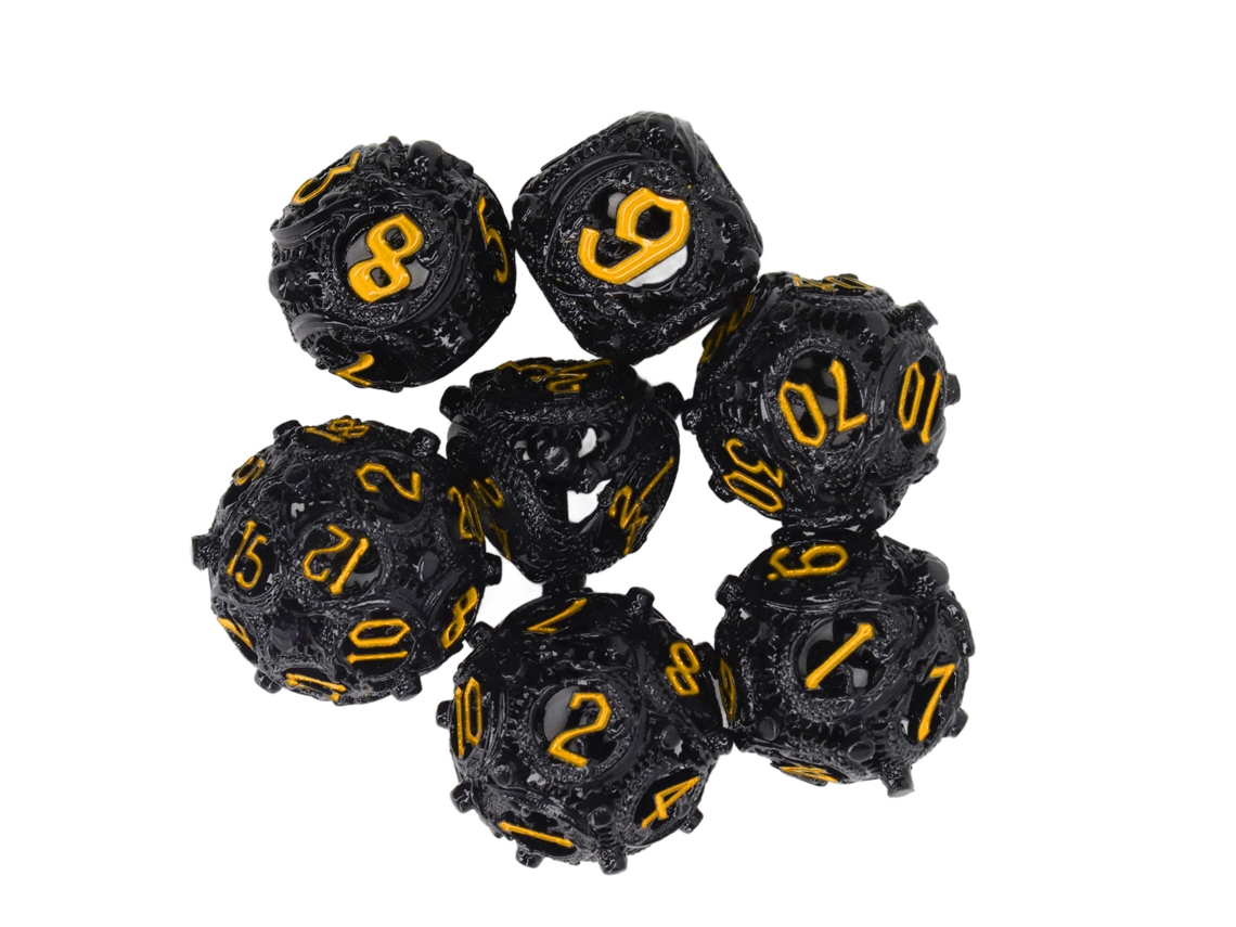 Juego De 7 Dados Poliédricos Huecos De Cobre, Grabados Y Equilibrados, Para Juegos De Mesa.