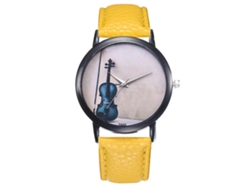 Reloj Sencillo Ultrafino Para Hombre Con Correa De Pu, Esfera Redonda Y Movimiento De Cuarzo Amarillo.