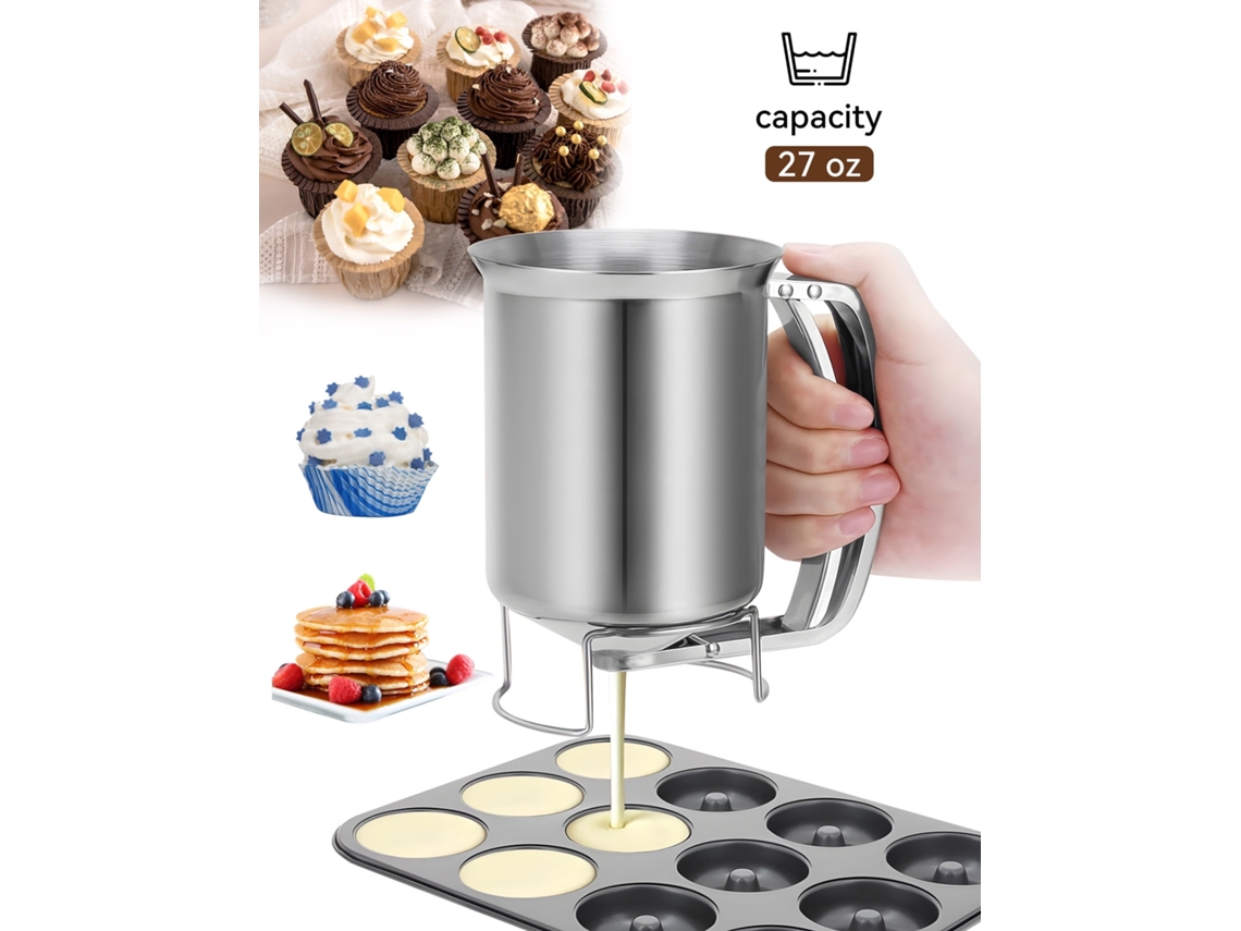 Dispensador De Baterías Para Panqueques, Dispensador De Baterías Portátil De Acero Inoxidable Para Hornear, Cupcakes