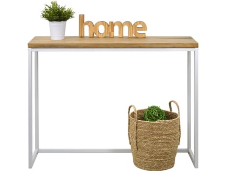 Mesa Consola DS MUEBLES Icub - industrial vintage blanca (30x120x80cm)