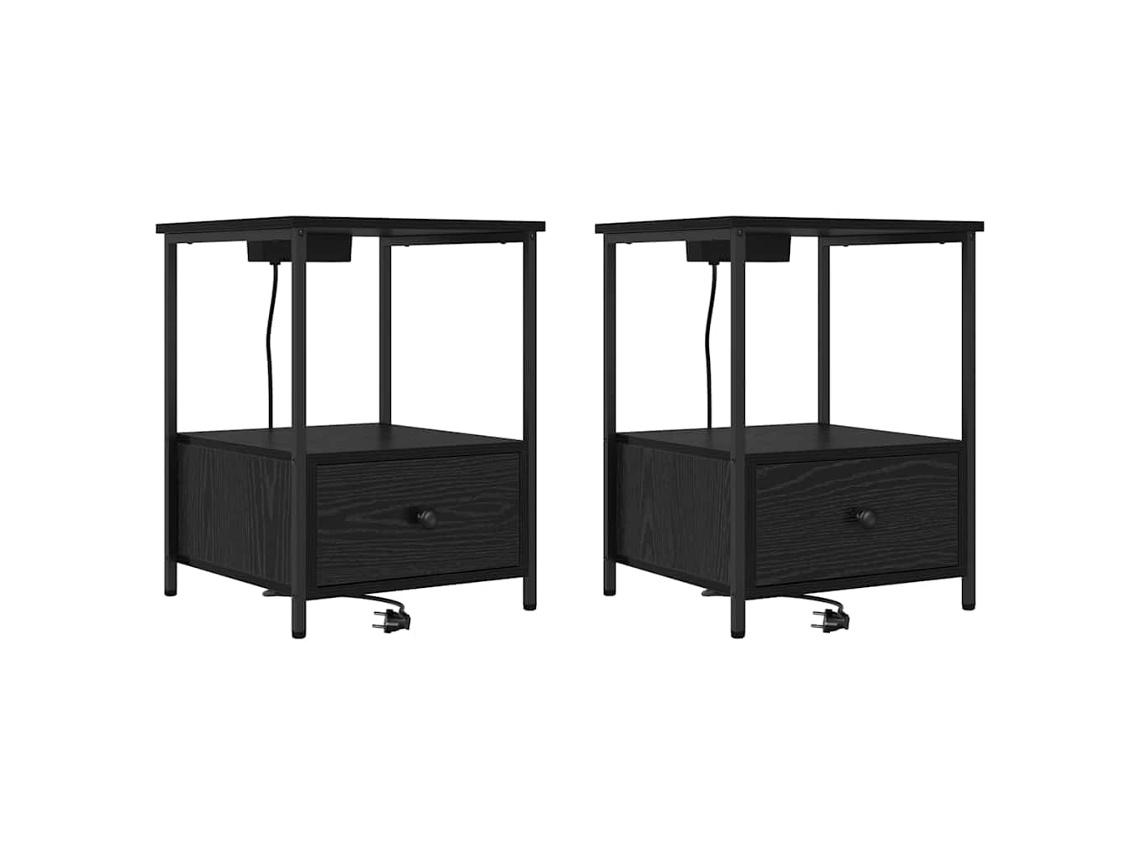 Maison Exclusive - Armario De Noche Con Cajón 2 Pcs Roble Negro 42 X 41 X 56 Cm