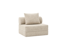 Sofá Modular 1 Lugar Convertible Veludo Listado Beige