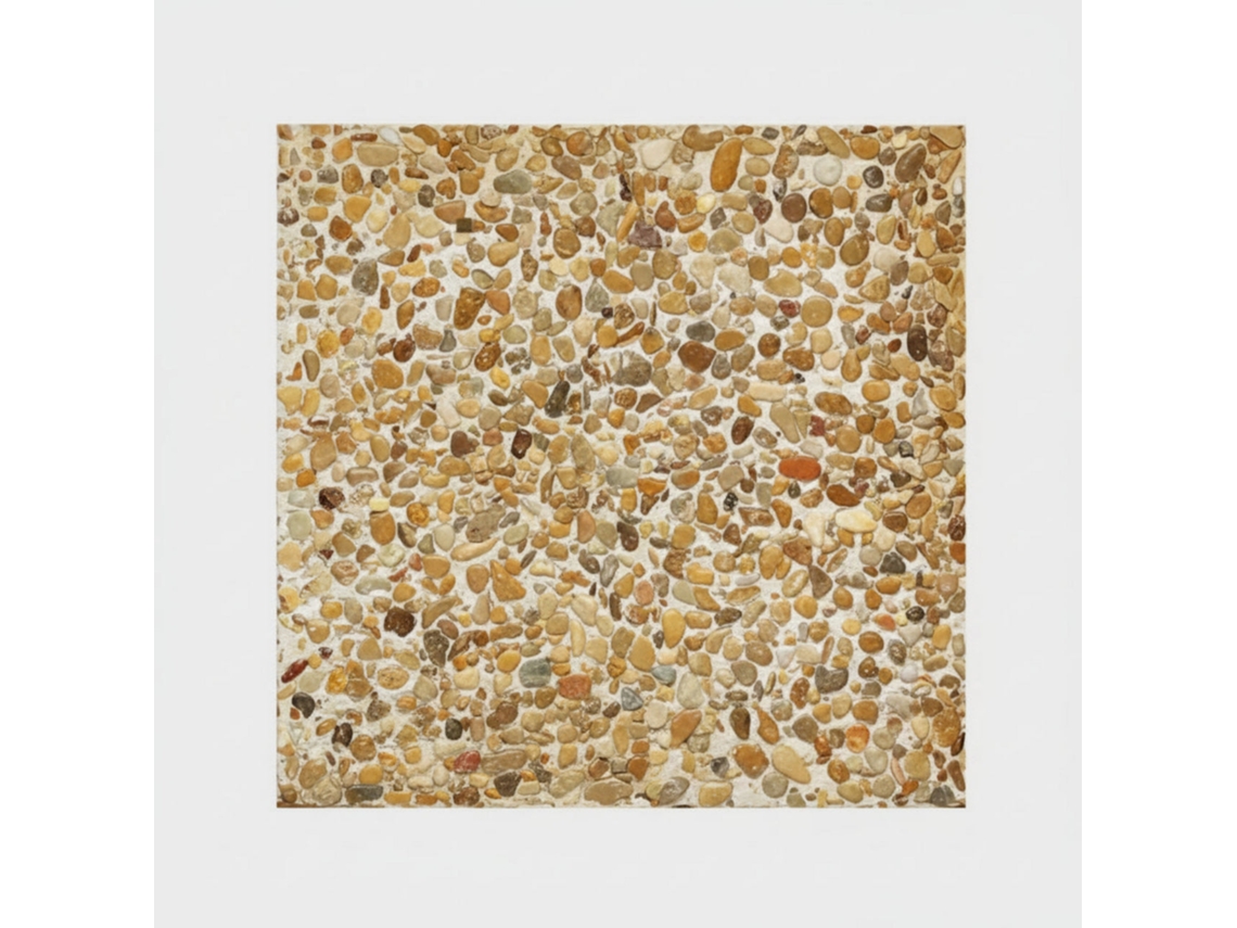 Terrazo De Canto Rodado Piedraviva Amarillo / Pack 15 Un (2.40 M2) / 40x40x4 Cm - Piedra Mediana - Fondo Blanco