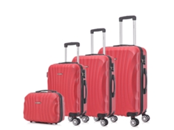 Juego de maletas ABS Rígida 4 pcs/Maleta Cabina 55cm/Maleta Mediana 68cm/Maleta Grande 78cm/Neceser 29cm RAYKONG