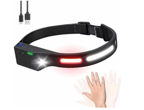 Linterna frontal, linterna frontal recargable con luz roja, linterna frontal COB superbrillante de 500 lúmenes para correr, linterna frontal LED pa...