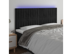 Cabecero Con Luces Led Terciopelo Negro 200x5x118/128 Cm