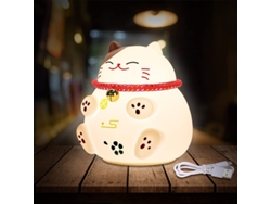 Lámpara De Noche Para Niños Gatito Lucky Silicona Led Usb Recargable Multicolor Toc Touch Control Portátil