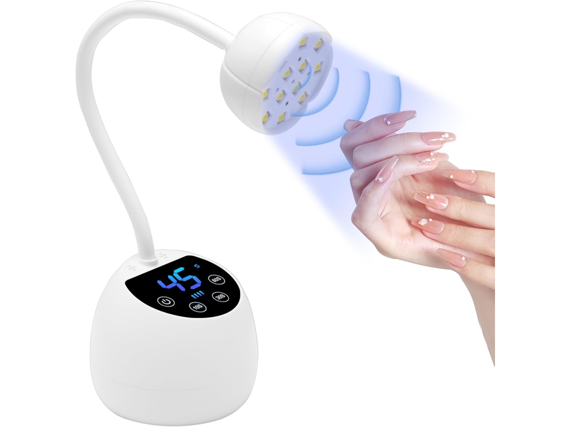 Mini Bombilla Uñas 36w Portátil, Sensor Auto E 4 Modos, Blanco