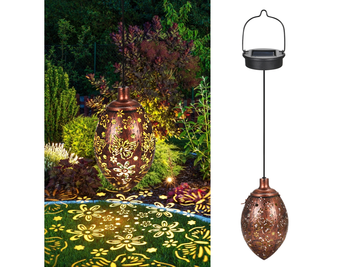 Rebe-lámpara Colgante Solar Neoglint 2v/0.3w Exterior Metal Ip67 600mah Luz Blanca Cálida+rgb Jardín Patio Camino