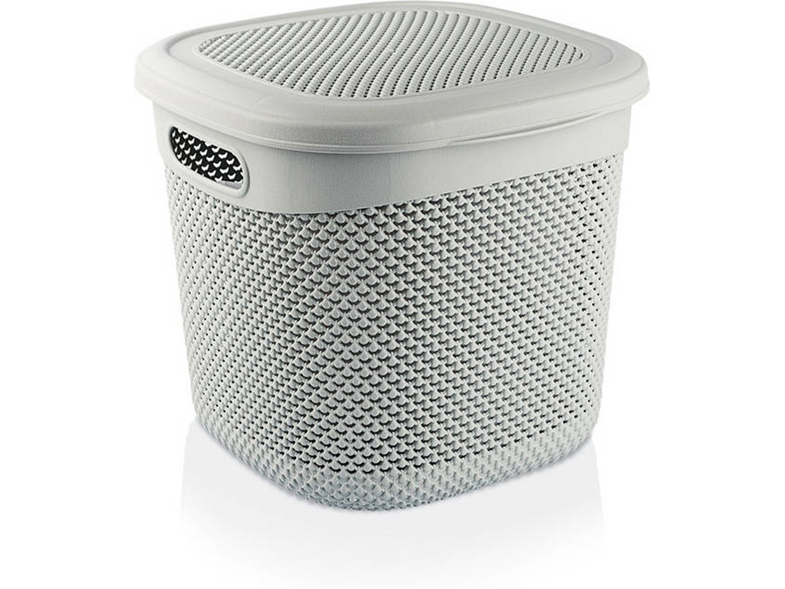 Cesta Mediana Cuadrada 7h HOUSE con Tapa Gris 15 Litros