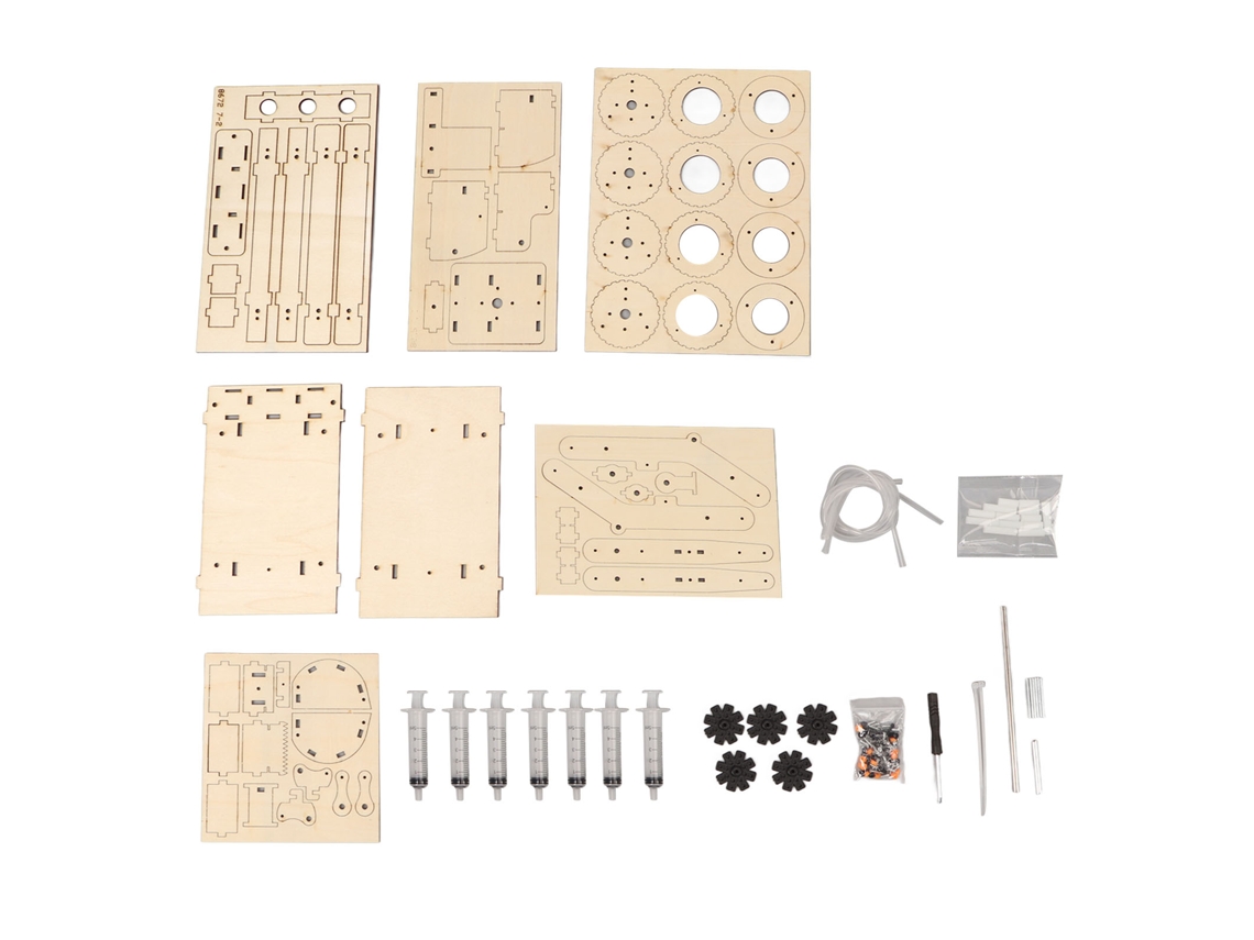 Modelo Educativo De Excavadora Hidráulica De Madera Para Armar Con Sistema De Simulación.