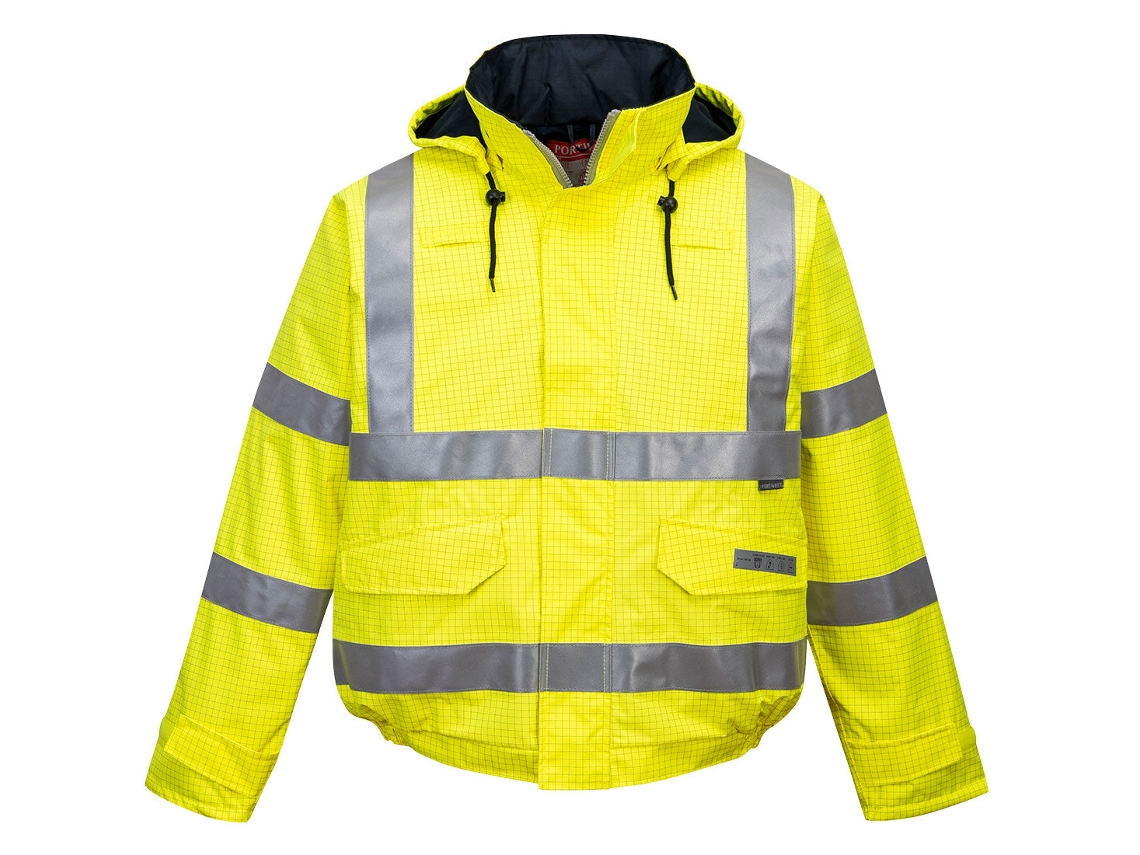 Cazadora De Alta Visibilidad Bizflame Rain - Resistente A La Llama Y Antiestática Naranja / Xl