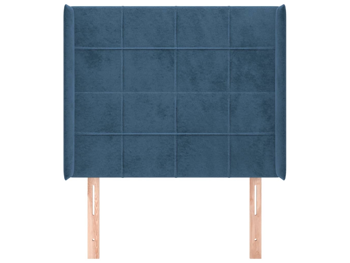 Cabecero Con Orejas De Terciopelo Azul Oscuro 83x16x118/128 Cm