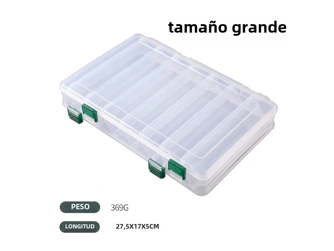 Caja De Pesca Grande De Doble Cara Con 10/14 Compartimentos, Caja De Pesca Resistente
