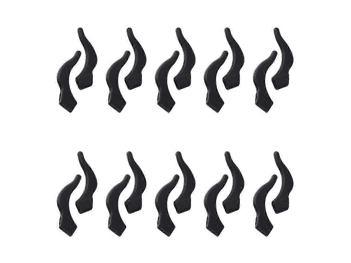 10 pares de gafas de silicona con cubierta antideslizante, gancho para la oreja y correa para la patilla GOKOCO (negras)