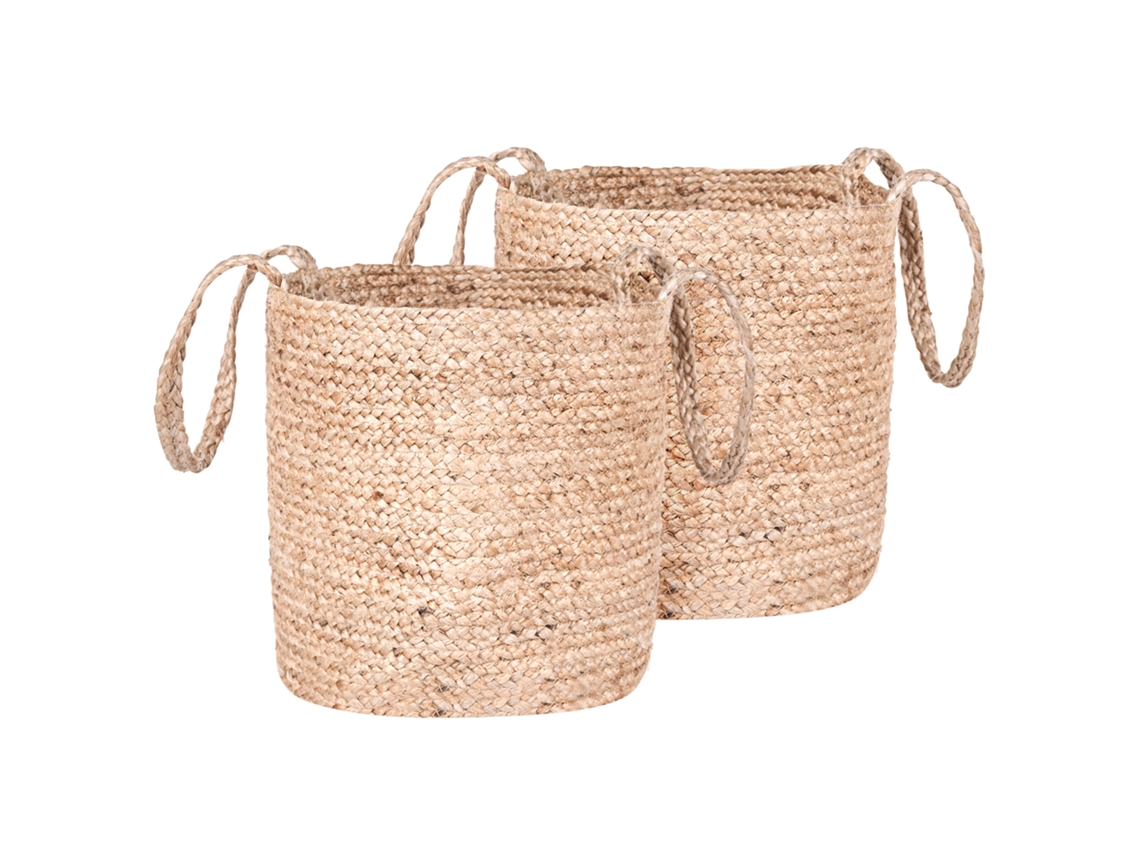Conjunto de 2 canastas en color natural BELIANI Kaella de Yute Beige 34x34x33