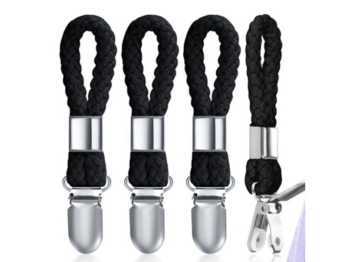 5 pinzas metálicas para colgar toallas, anilla de algodón trenzado, Tommy01 portátil