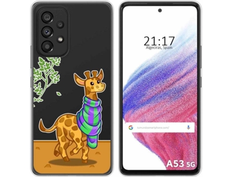 Carcasa para Samsung Galaxy A53 5G TUMUNDOSMARTPHONE Dibujos Transparente Jirafa Multicolor