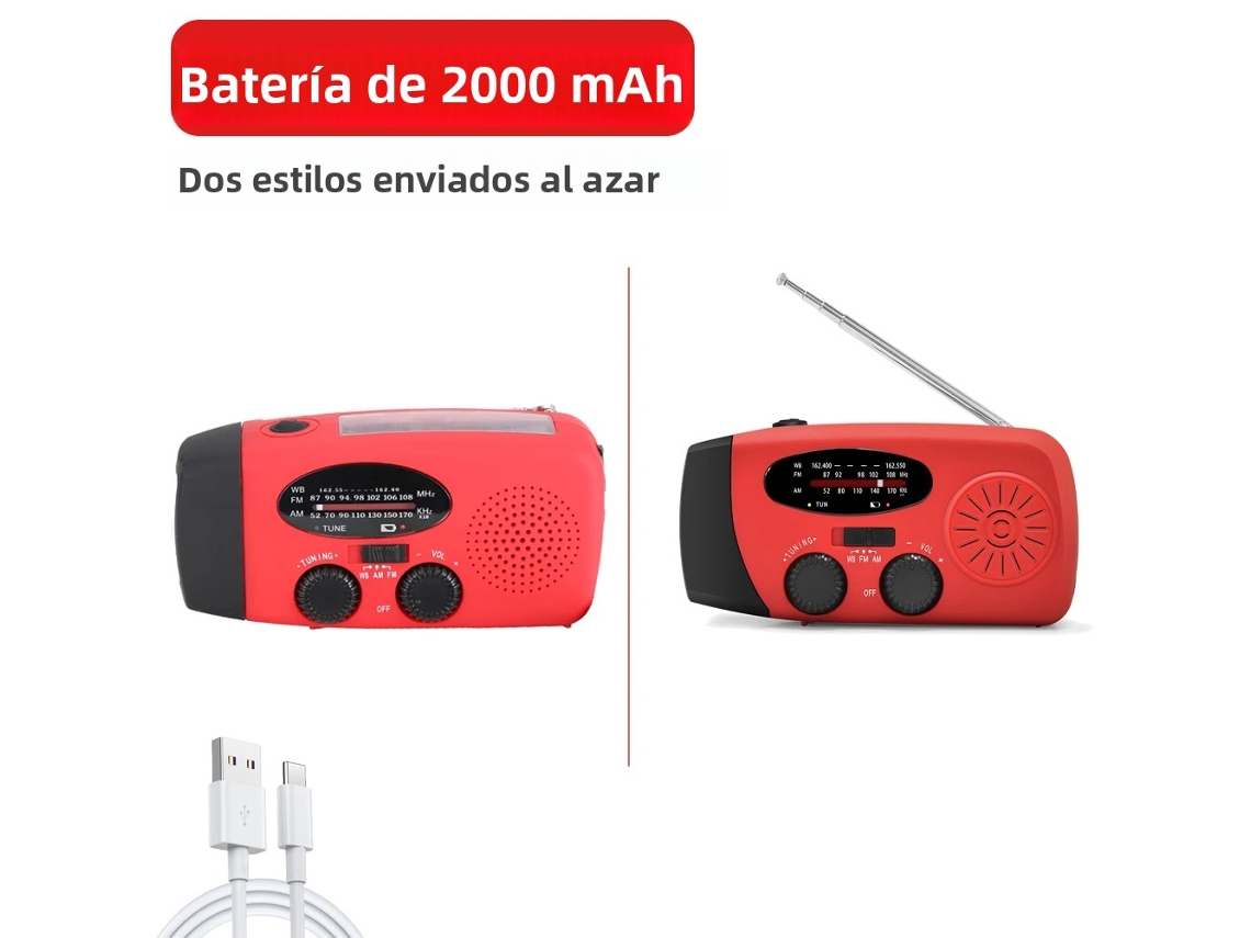Radio De Emergencia (roja) De 2000 Mah