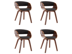 Juego de 4 sillas de comedor, madera curvada y tela gris, EXCLUSIVA MAISON